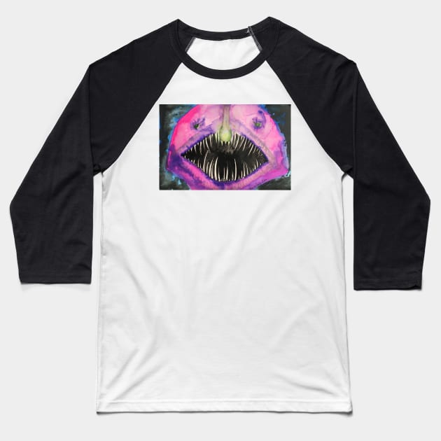 Anglerfish Baseball T-Shirt by artmarieso